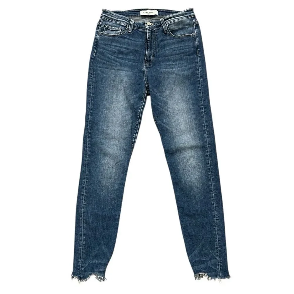 Flying Monkey Platinum Ankle Skinny Jeans with Distressed Hem